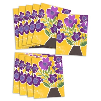 Image of UK Greetings Multipack of 10 Birthday Cards for Her/Friend Purple Flower Design