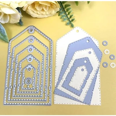 Image of 6pcs/Set Hang Tag Metal Die Cuts, Cutting Dies Cut Stencils DIY Scrapbooking Cards Decorative Embossing Paper for Album Card Making