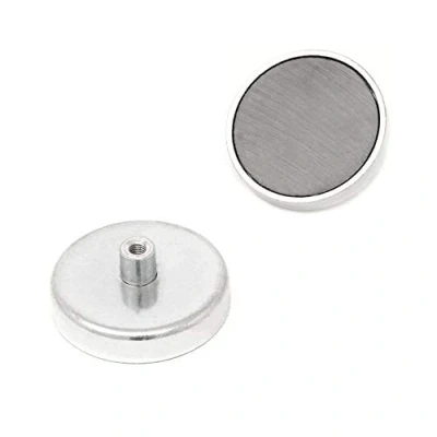 Image of Ferrite Pot Magnet with M5 Internal Thread for Arts, Crafts, Model Making, DIY and Hobbies 50mm dia x 10mm thick 22.5kg Pull