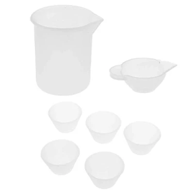 Image of (7 pcs) Reusable Mixing Measuring Cups,Assorted Clear Silicone Cup Liquid epoxy Resin Distribution Hobby Craft Casting,Jewelry Making DIY Tools
