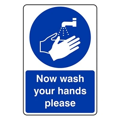 Image of 150mmx200mm Now Wash Your Hands Please Catering Sign Sticker Self Adhesive
