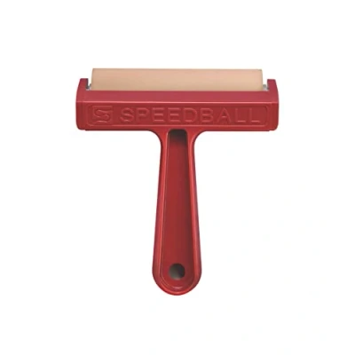 Image of Speedball 4&quot; Pop In Soft Rubber Brayer, Block Printing, Printmaking Tools, Brush Roller, Scrapbooking Art Craft Supplies, Decoupage
