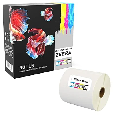 Image of 500 Compatible Zebra 100mm x 150mm White Direct Thermal Labels (500 per Roll) for Type Printers ONE ROLL