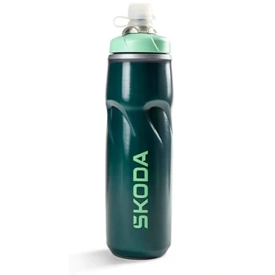 Image of Skoda 000050309J Bicycle Water Bottle, Insulated Flask, 620 ml, Green
