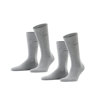 Image of ESPRIT Men&#039;s Basic Uni 2 Pack M SO Cotton Plain Pairs Socks, Grey (Light Melange 3390), 11.5 14