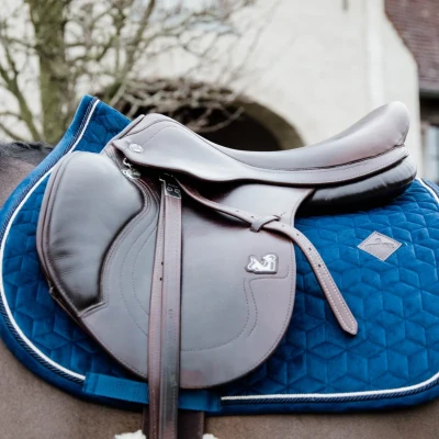 Image of Kentucky Horsewear Basic Velvet Jumping Saddle Pad Navy Full Size Pads &amp; Blankets Horse Equestrian