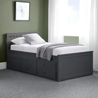 Image of Julian Bowen Maisie Bed With Underbed And Drawers Anthracite Daybeds
