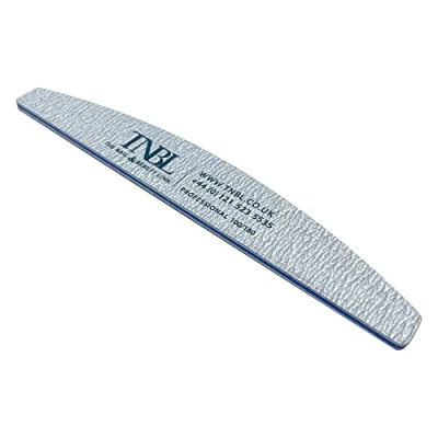 Image of TNBL Nail File Professional Quality (100/180 Grit Half Moon Zebra) Pack of 1 for Manicure &amp; Pedicure Shaping Styling…