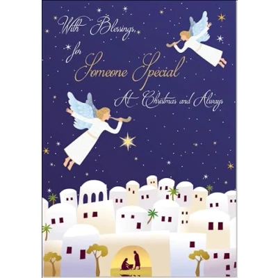 Image of doodlecards Someone Special Christmas Card Nativity Scene Angels Bethlehem Medium Size with Plain Envelope