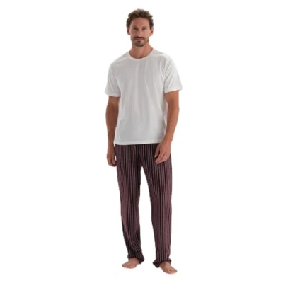 Image of Dagi Men&#039;s Regular Waist Lined Jacquard Knitted Single Bottom Pyjama, Bordeaux, L