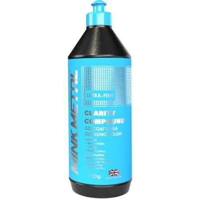 Image of MINK METAL Clarity Compound, Ultra Fine Polishing, Buffing &amp; Glossing 720g, for Gelcoat, Plastic, Headlights, Epoxy Resin, Scratch Restorer Swirl Repair, Marine, Boat, Motorhome, Caravan.