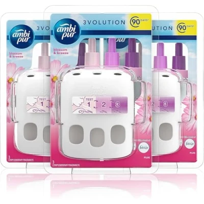 Image of Febreze 3 Volution Smart Programming Air Freshener Plug In Starter Kit 20 ml Blossom and Breeze, Alternating Scents To Clean Away Odours x