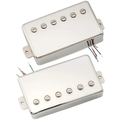Image of Artec LPA210 Alnico 5 Covered Humbucker Neck Bridge Pickups Set for Les Paul Style Electric Guitar, Nickel