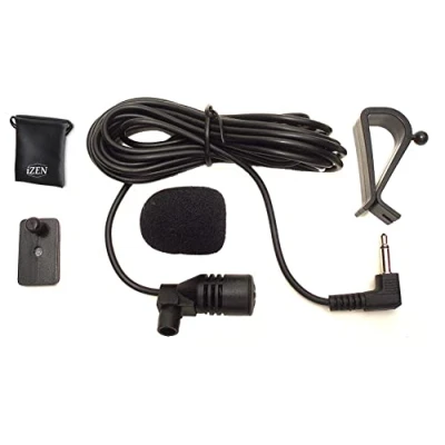 Image of iZEN Car Microphone 3.5mm Mic for Vehicle head unit Bluetooth, Stereo, Radio, DVD, GPS etc with 3m/9.8ft cable plug and play Voice Assembly Stereo External