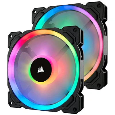 Image of Corsair LL140 RGB 140mm Dual Light Loop PWM Fans Double Fan Kit with Lighting Node PRO Black
