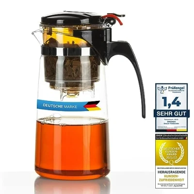 Image of Tea Maker with Filter Insert and Lid Teapot &amp; Cup. (Teamaker Button)
