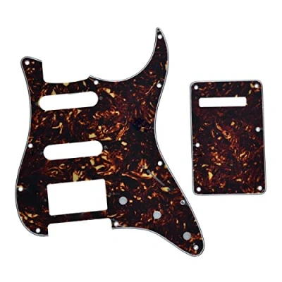 Image of Dopro Strat HSS Guitar Pickguard ST Back Plate Tremolo Cover for USA/Mexican FD Dark Tortoise
