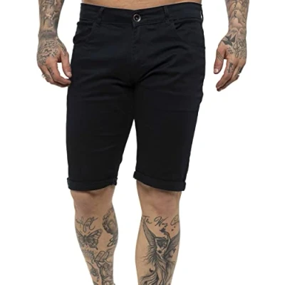 Image of BRAND KRUZE Mens Slim Fit Stretch Casual Cotton Chino Shorts Summer Smart Work Half Pants KZS104 Navy 40