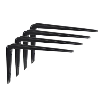 Image of Pluto Black Metal Steel Shelf Support Wall Brackets 120mm x 170mm 25mm (Black 170mm, 4, Pack)