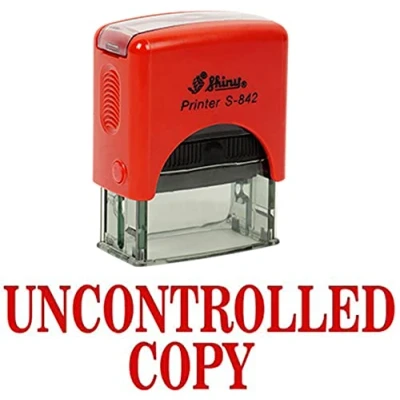 Image of UNCONTROLLED Copy Self Inking Rubber Stamp Custom Shiny Office Stationary