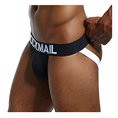 Image of Sexy Mens Jock Straps Underwear Cotton Jocks Bikini G Strings Men Thongs Male Briefs Gay 6 Colors (XXL, Black)