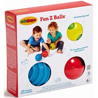 Image of Edushape Fun Z Balls Gift Set. 3 Colourful Unique Textured Sensory for Exploration &amp; Engagement. Suitable Boys and Girls from 6 months +, Multi coloured