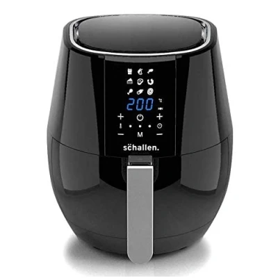 Image of Schallen Modern Black Gloss Healthy Eating Low Fat Large 3.5L 1300 1500W Digital Display Air Fryer with 9 Cooking Settings and 30 Minute Timer (3.5L Fryer)
