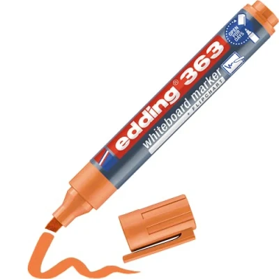 Image of edding 363 whiteboard marker orange 1 pen chisel tip 5 mm dry wipe for whiteboards, flipcharts, pinboards, magnetic and memo boards sketchnotes