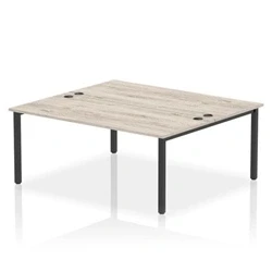 Image of Impulse Bench B2B 2 Person 1800 Black Frame Office Desk Grey Oak