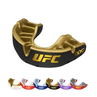 Image of OPRO Gold Level UFC Mouthguard, Adults and Kids Sports Mouth Guard, Featuring Revolutionary Fitting Technology for Lacrosse, Boxing, MMA, Martial Arts, BJJ All Contact (Black, Youth)