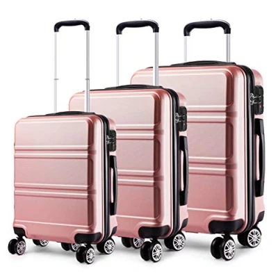 Image of Kono Luggage Sets of 3 Piece Lightweight 4 Spinner Wheels Hard Shell Trolley Case 20&quot;/24&quot;/28&quot; (Grey Set)
