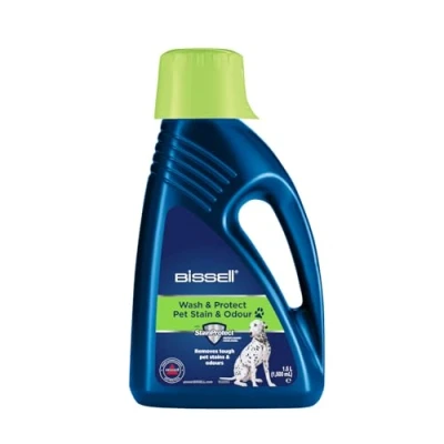 Image of BISSELL Wash &amp; Protect Pet Carpet Cleaner Solution Upholstery Shampoo for Use with All Leading Upright Cleaners Removes Stains Odours 1087N, Black