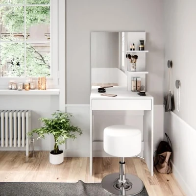 Image of Vicco Vanity table Isabelle, White, 60 cm with stool