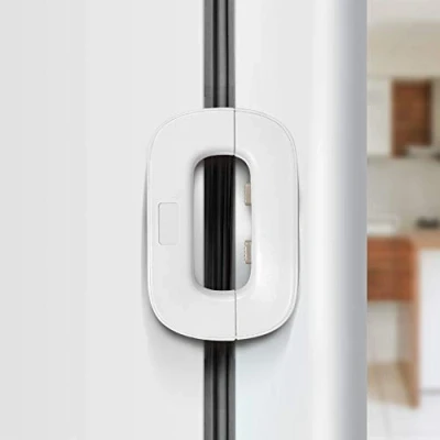 Image of Ewolee Refrigerator Lock, Fridge Freezers Door Lock with Strong Adhesive, Double Buttons Design Kid Child Baby Safety Locks for Home Kitchen (White)