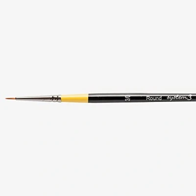 Image of Daler Rowney System3 Acrylic Brush, Synthetic Hair, Short Handle, Round, 3/0