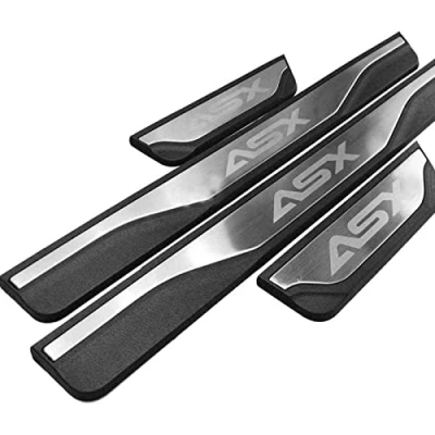 Image of Ever TA 4 pcs Stainless Steel Car Door Sill Protector Strips for Mitsu bishi ASX 2012 2020, Kick Plates Scuff Guard Threshold Styling Decoration Accessories, Silver