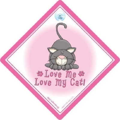 Image of Love Me My Cat, Cat Car Sign, Kitten Feline Decal, Bumper Sticker, Baby On Board, Pet Sign