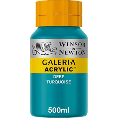 Image of Winsor &amp; Newton GAL 2150232 Series 1 500ml Bottle Galeria Acrylic Colour with Nozzle Cap Deep Turquoise