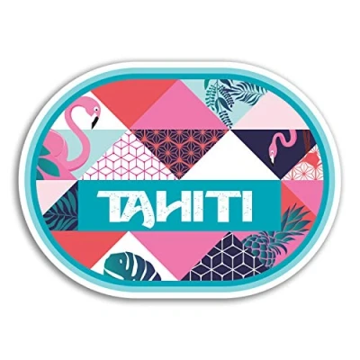 Image of 2 x 10cm Tropical Tahiti Vinyl Stickers Travel Sticker Laptop Luggage #18621 (10cm Wide)