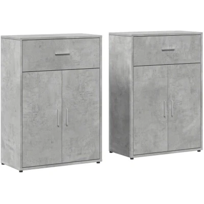 Image of vidaXL Sideboards 2 pcs Concrete Grey 60x30x84 cm Engineered Wood