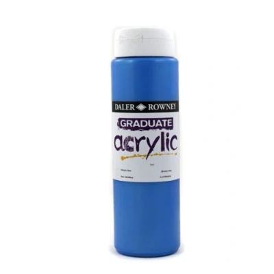 Image of Daler Rowney Graduate Acrylic Paint, Plastic Bottle, 16.91oz 500 ml, Metallic Blue