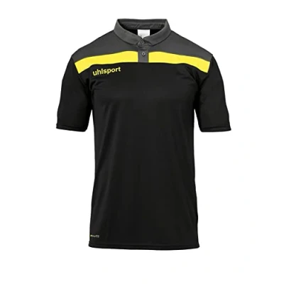 Image of Uhlsport Offense 23 Polo Shirt Men&#039;s Black/Anthra/Lime Angel, 5X Large