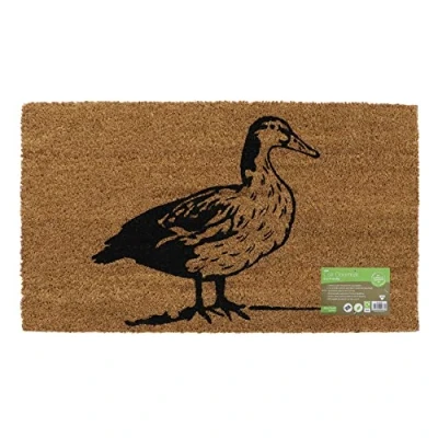 Image of JVL Eco Friendly Latex Backed Coir Door Mat, Quackers Duck