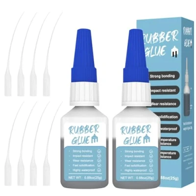 Image of WAN2TLK Rubber Glue, Weatherproof Cement with 4 Applicator Nozzles, Fast Curing, Glue for Tyres, Shoes, DIY Crafts, Edge, Inflatable Toy, (50, Grams)