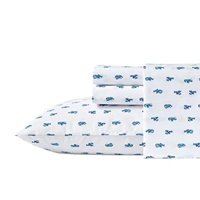 Image of Nautica Full Size Sheet Sets, Cotton Percale Bedding, Crisp &amp; Cool, Coastal Home Decor (Cloyster Blue, Full)