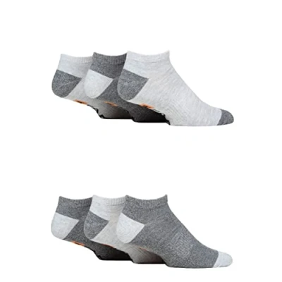 Image of Mens 6 Pair Farah Plain, Patterned and Striped Trainer Socks Heel &amp; Toe White / Grey 11