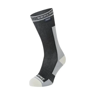 Image of SEALSKINZ Holverstone Waterproof Mid Length Lightweight Running Sock, Black, XL