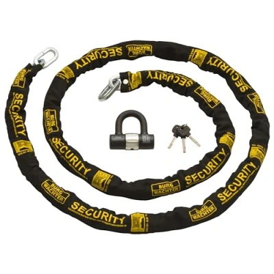Image of Burg Wachter Sold Secure Gold Bike Chain &amp; Lock Kit, Black, 3M