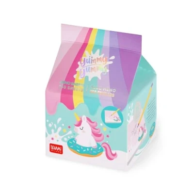 Image of LEGAMI Yummy Memo Pad, Notepad with 250 Removable Sheets, FSC Certified Paper, Size 7 x 10 cm, Pad Pink Leaves, Unicorn