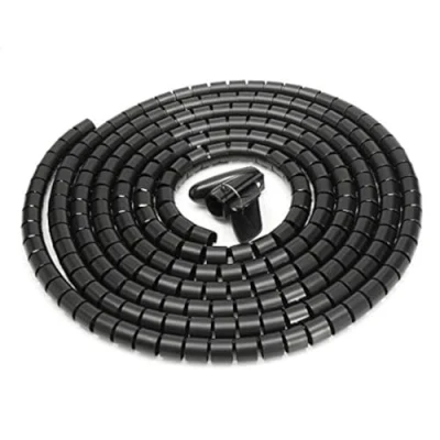 Image of BE Tool Cable Tidy Wrap, 5m x 15mm Wrap Tube Spiral Binding Organizer Kit with Clamp for PC TV DVD Stereo Antenna etc, Black